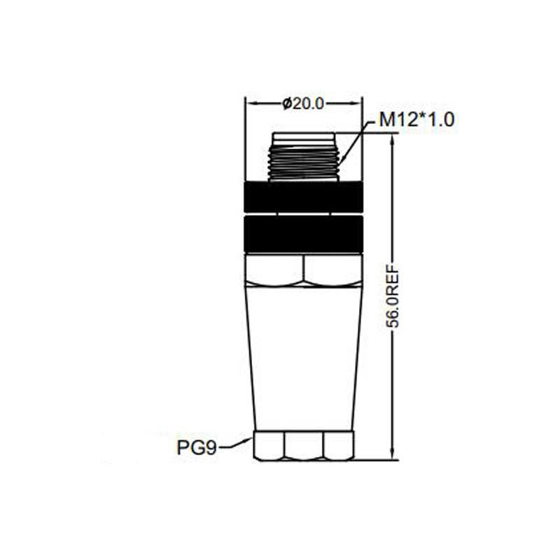 M12 3pins A code male straight plastic assembly connector PG9 thread, unshielded,suitable cable outer diameter 6.0mm-8.0mm